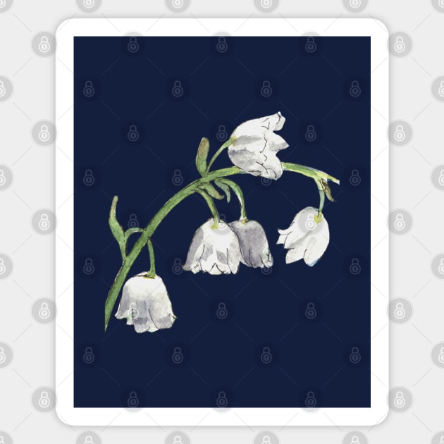 Lily of the valley Flower Watercolor Painting Magnet by Ratna Arts